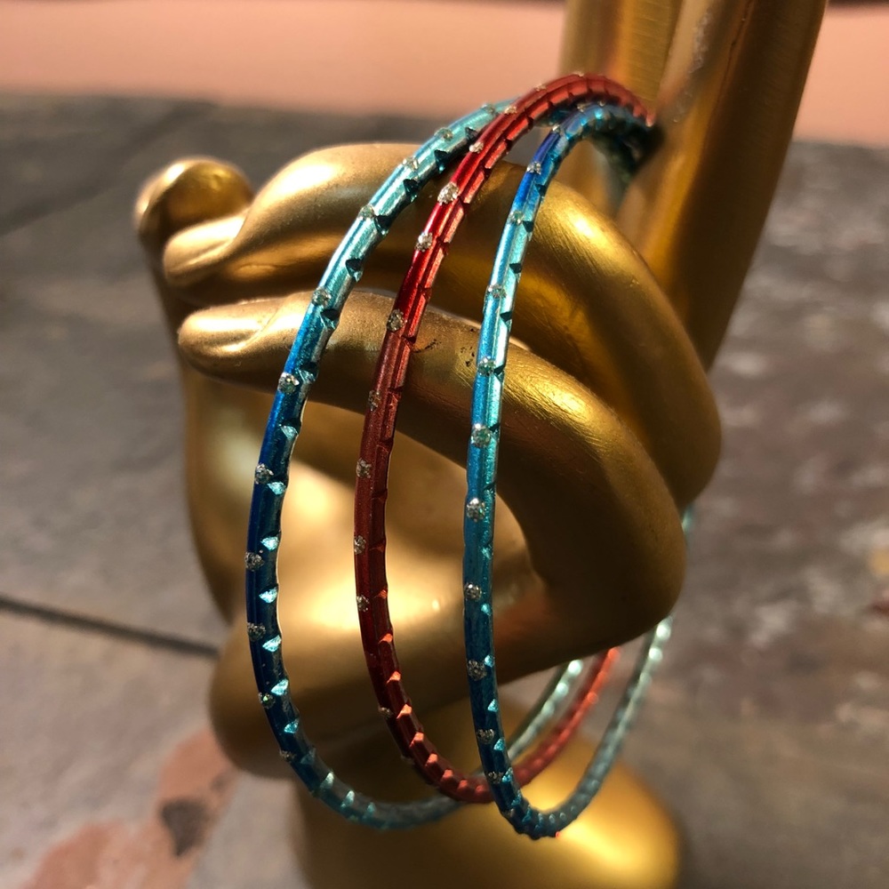 Vintage Aluminum Bracelets, Set of 3!
